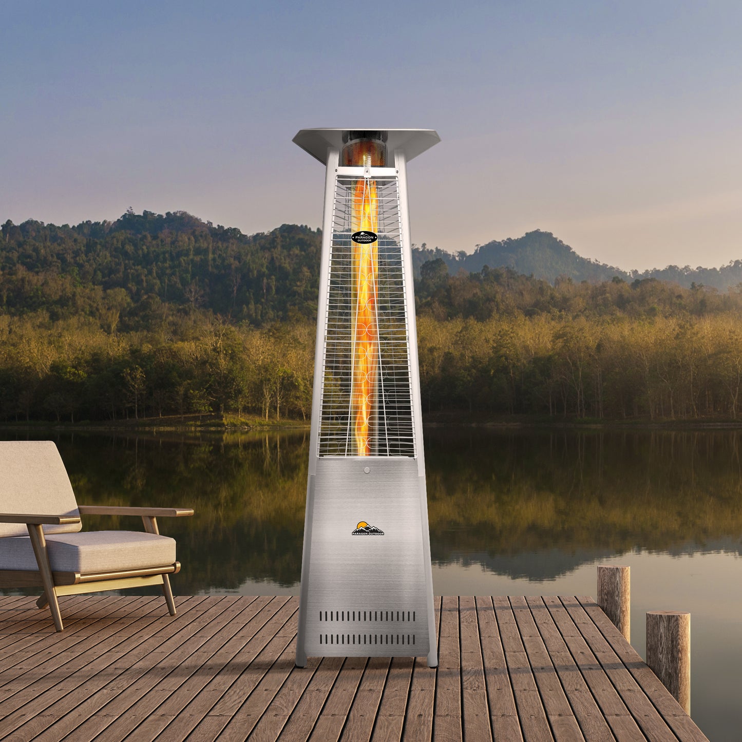 Vesta Elevate Stainless Steel Flame Tower Heater, 92.5”  42,000 BTUs - Propane