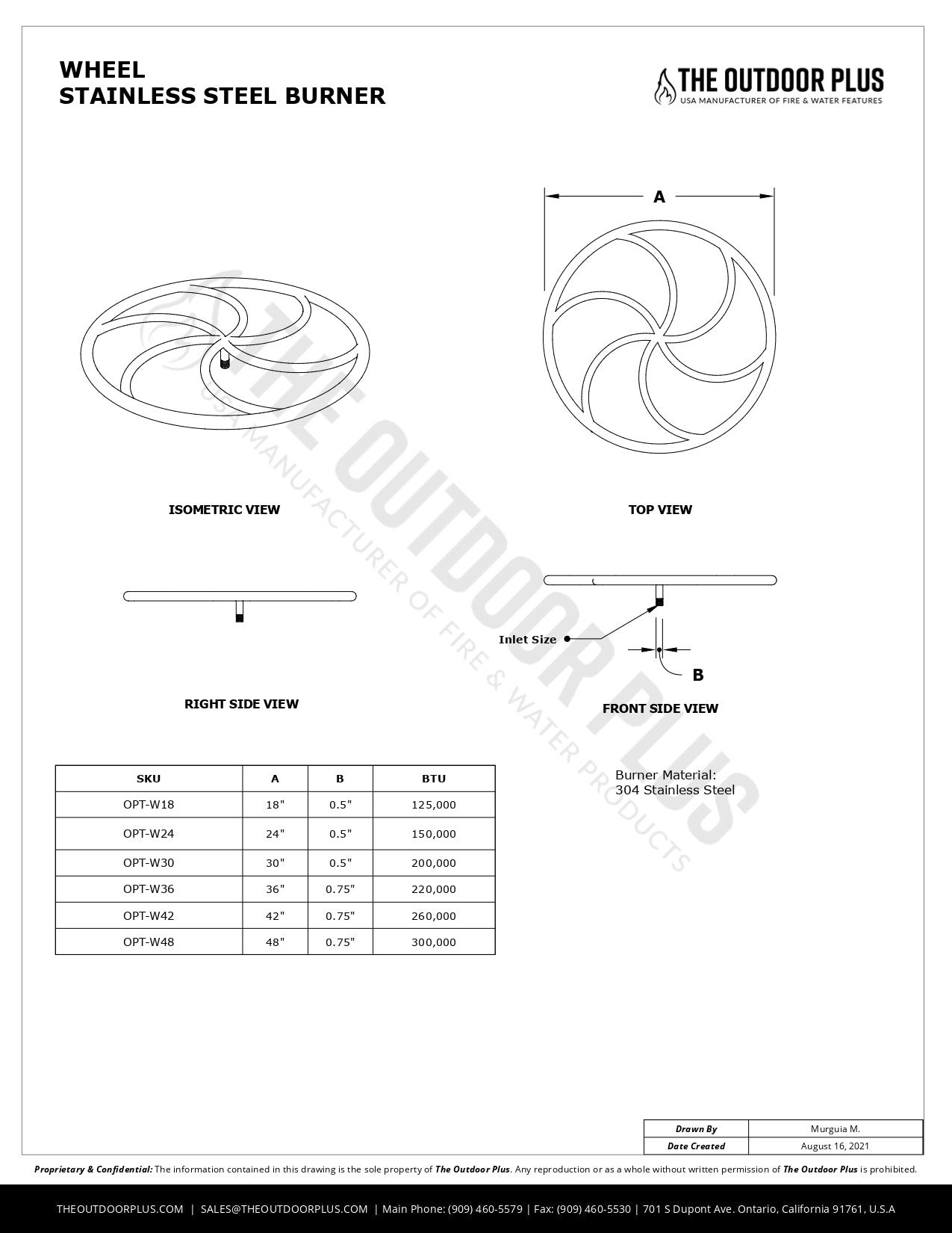 The Outdoor Plus - Wheel Stainless Steel Burner