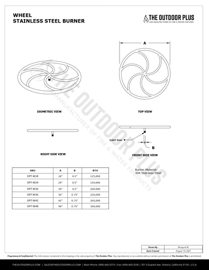 The Outdoor Plus - Wheel Stainless Steel Burner