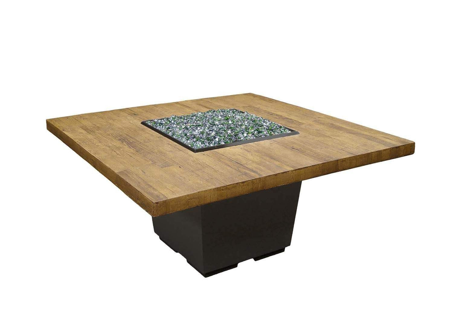 American Fyre Designs Reclaimed Wood Cosmopolitan Square Dining Firetable with Electronic Ignition + Free Cover