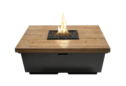 American Fyre Designs Reclaimed Wood Contempo Rectangle Firetable with Electronic Ignition + Free Cover