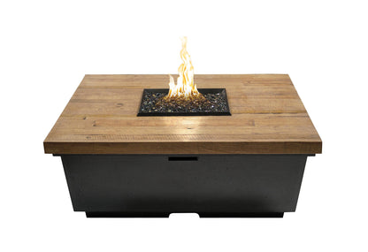 American Fyre Designs Reclaimed Wood Contempo Rectangle Firetable + Free Cover