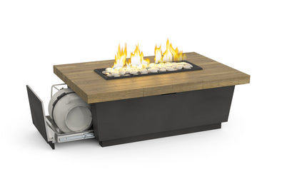 American Fyre Designs Reclaimed Wood Contempo LP Select Long 76" Firetable + Free Cover