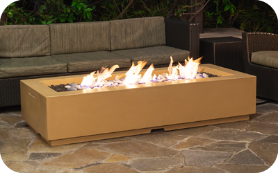 American Fyre Designs Louvre Long Rectangle Fire Pit with Electronic Ignition + Free Cover