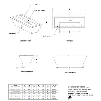 Linear Maya Hammered Copper Fire Bowl by The Outdoor Plus - Free Cover Included