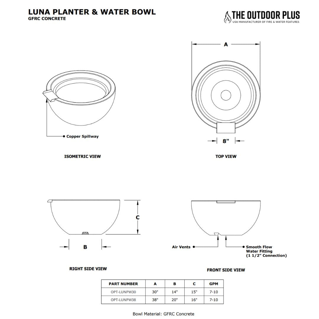 Luna Concrete Planter & Water Bowl by The Outdoor Plus