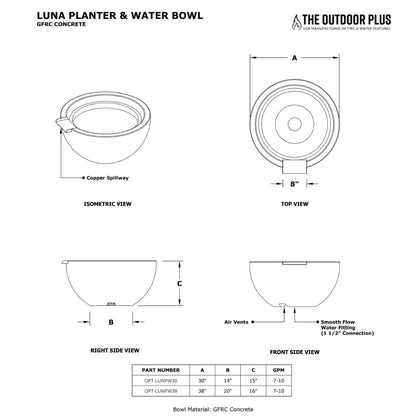 Luna Concrete Planter & Water Bowl by The Outdoor Plus