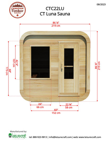 Dundalk Leisurecraft Luna Outdoor Sauna (2-4 people) - Electric Heated