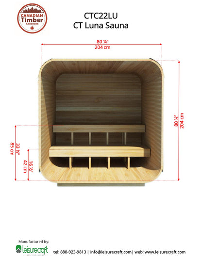 Dundalk Leisurecraft Luna Outdoor Sauna (2-4 people) - Electric Heated