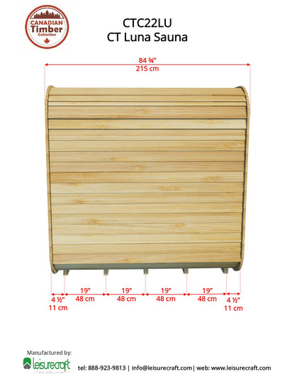 Dundalk Leisurecraft Luna Outdoor Sauna (2-4 people) - Electric Heated