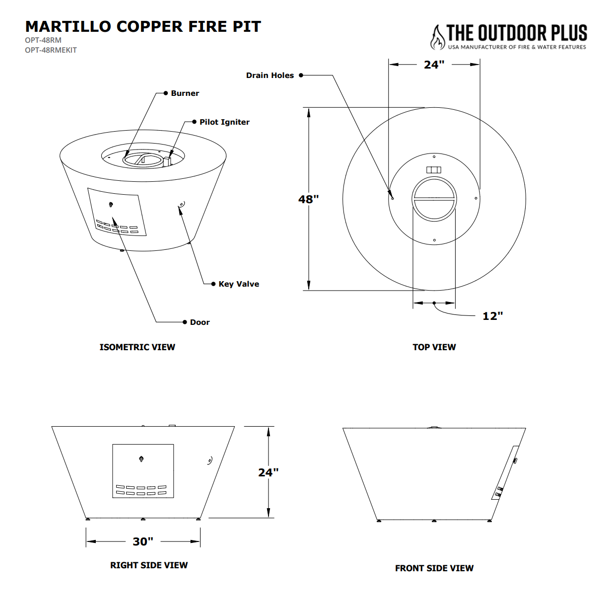 Martillo Copper Fire Pit by The Outdoor Plus - Free Cover Included