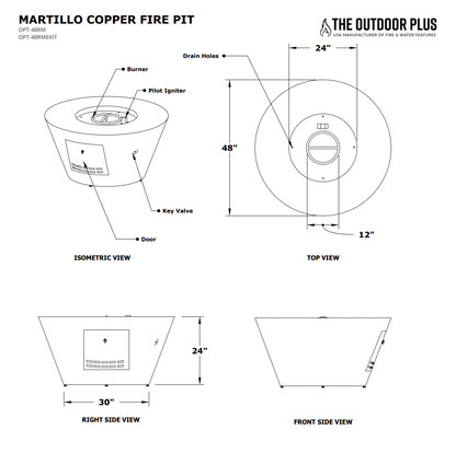 Martillo Copper Fire Pit by The Outdoor Plus - Free Cover Included