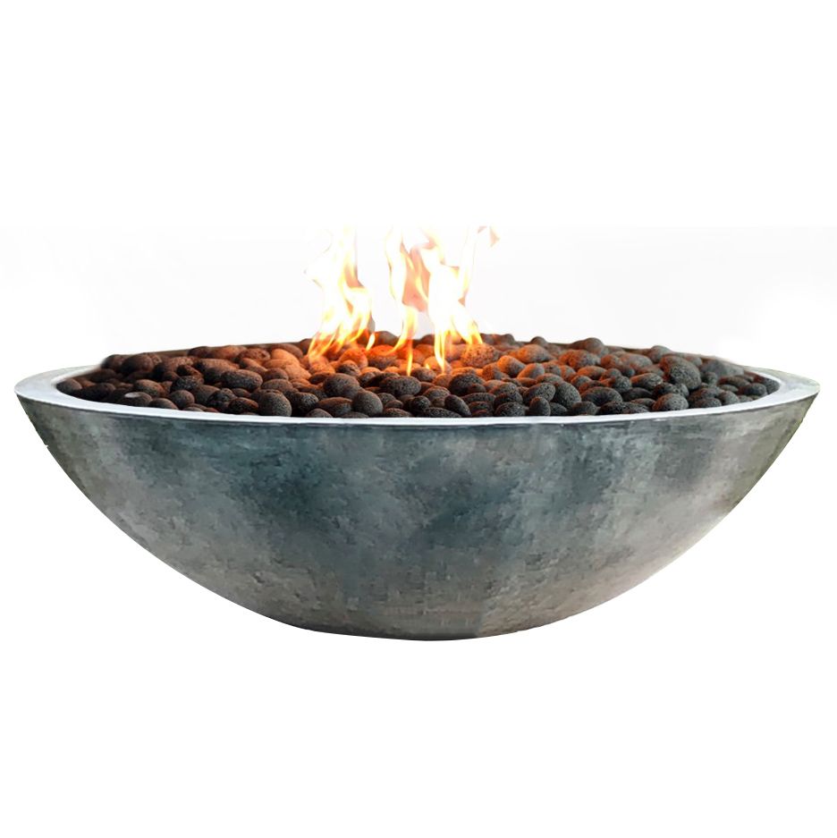 Round Zen Style GFRC Fire Bowl with Match Light - Free Cover