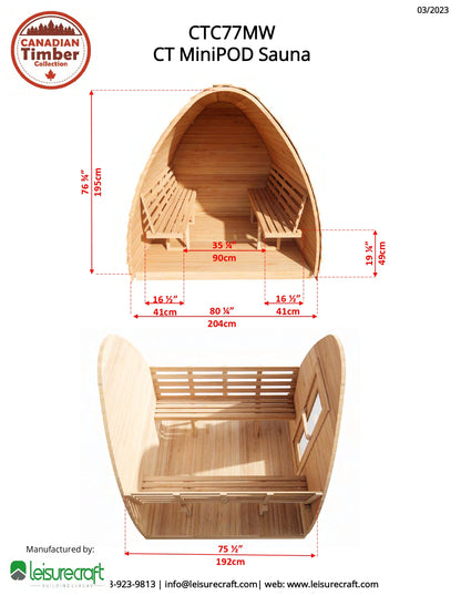 Dundalk Leisurecraft MiniPOD Sauna - 3-4 people - Wood Burning