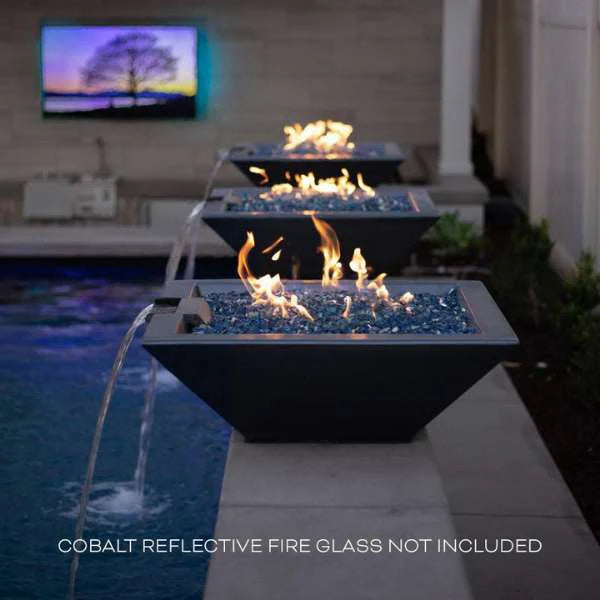 The Outdoor Plus Maya Wood Grain Concrete Fire & Water Bowl + Free Cover