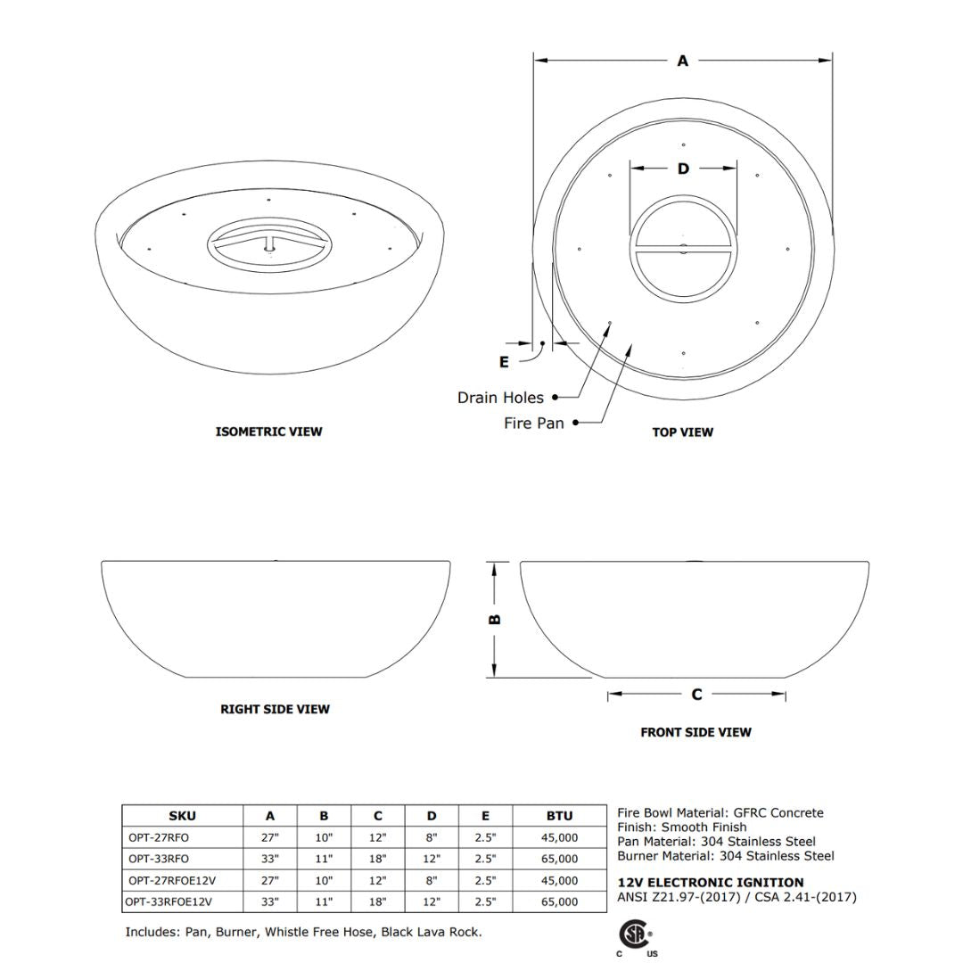 Sedona Concrete Fire Bowl by The Outdoor Plus - Free Cover Included