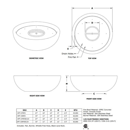 Sedona Concrete Fire Bowl by The Outdoor Plus - Free Cover Included