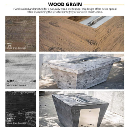 The Outdoor Plus Carson Wood Grain Concrete Fire Pit + Free Cover