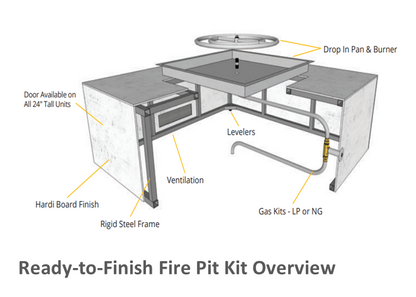 The Outdoor Plus 48" x 48" x 16" Ready-to-Finish Square Gas Fire Table Kit + Free Cover - The Fire Pit Collection