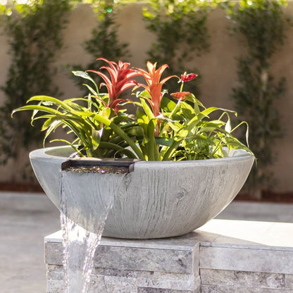 The Outdoor Plus Sedona Wood Grain Concrete Planter & Water Bowl