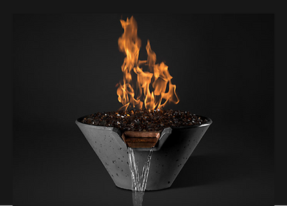 Cascade Conical Fire on Glass Water Bowl with Electronic Ignition - Free Cover