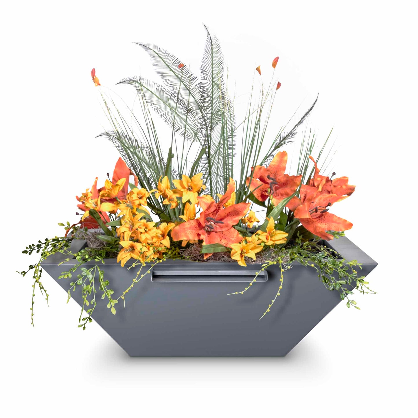 The Outdoor Plus Maya Powdercoated Steel Planter & Water Bowl