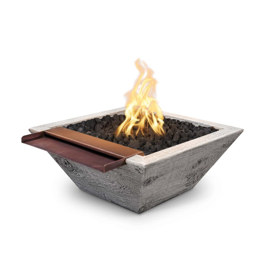 The Outdoor Plus Maya Wood Grain Concrete Fire & Water Bowl - Wide Spill + Free Cover