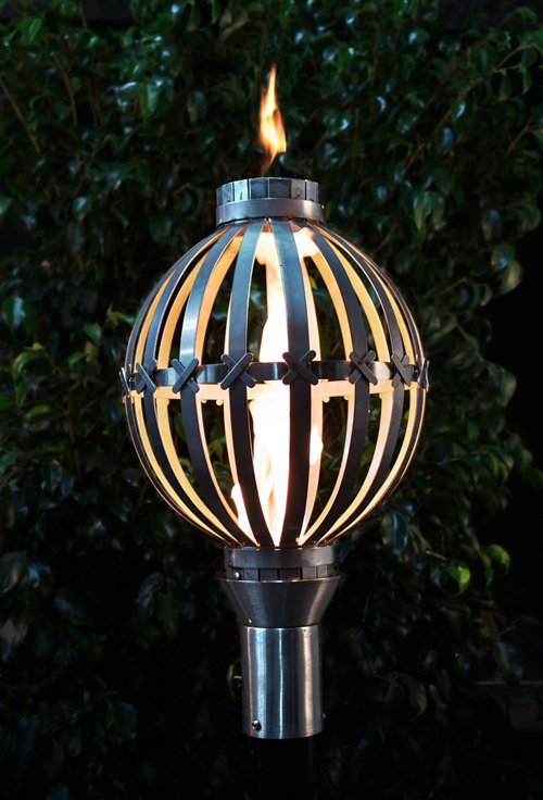 The Outdoor Plus Globe Fire Torch / Stainless Steel + Free Cover - The Fire Pit Collection