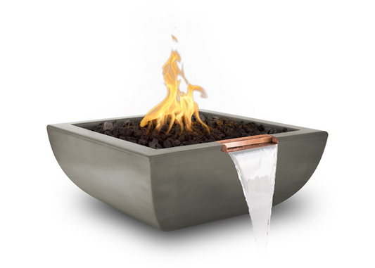 The Outdoor Plus Avalon Concrete Fire & Water Bowl + Free Cover - The Fire Pit Collection