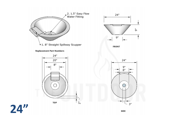 The Outdoor Plus Cazo Concrete Planter Bowl with Water - The Fire Pit Collection