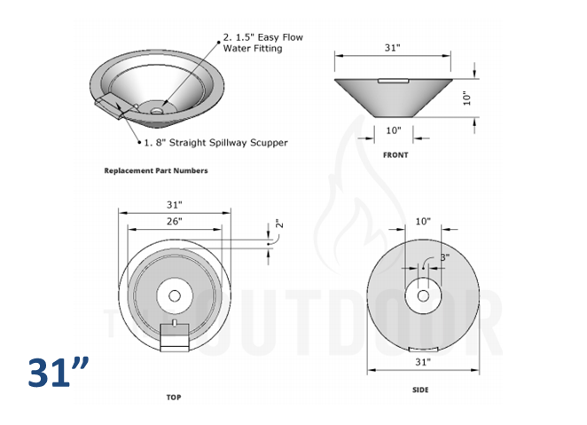 The Outdoor Plus Cazo Concrete Planter Bowl with Water - The Fire Pit Collection