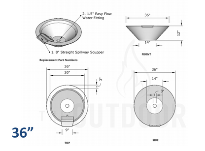 The Outdoor Plus Cazo Concrete Planter Bowl with Water - The Fire Pit Collection