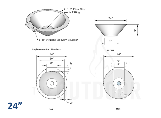 The Outdoor Plus Cazo Concrete Water Bowl + Free Cover - The Fire Pit Collection