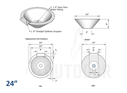 The Outdoor Plus Cazo Concrete Water Bowl + Free Cover - The Fire Pit Collection