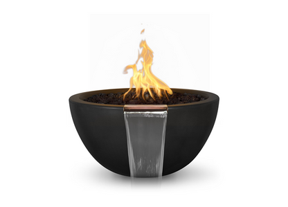 The Outdoor Plus Luna Concrete Fire & Water Bowl + Free Cover - The Fire Pit Collection