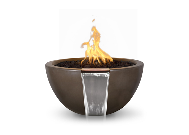 The Outdoor Plus Luna Concrete Fire & Water Bowl + Free Cover - The Fire Pit Collection