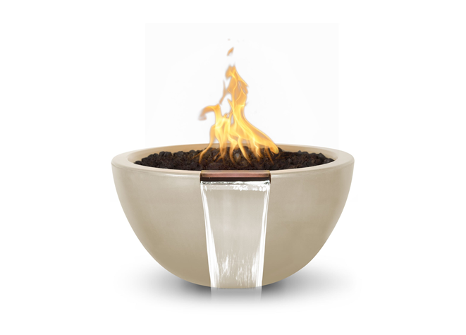 The Outdoor Plus Luna Concrete Fire & Water Bowl + Free Cover - The Fire Pit Collection