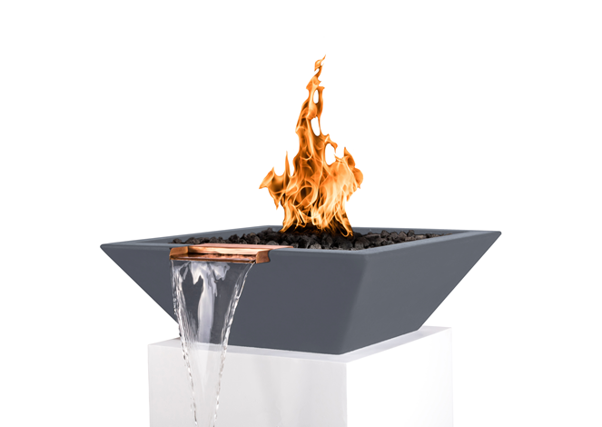 The Outdoor Plus Maya Concrete Fire & Water Bowl + Free Cover - The Fire Pit Collection