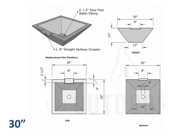 The Outdoor Plus Maya Concrete Water Bowl + Free Cover - The Fire Pit Collection