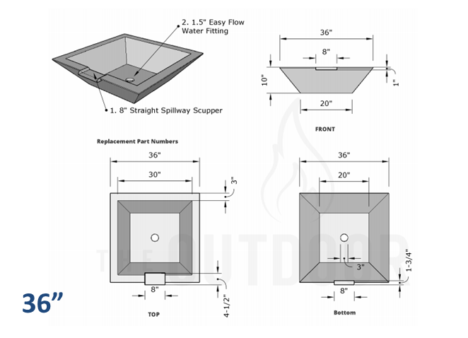 The Outdoor Plus Maya Concrete Water Bowl + Free Cover - The Fire Pit Collection