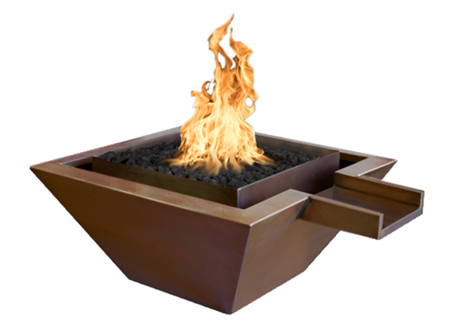 The Outdoor Plus Maya Overflow Copper Fire & Water Bowl + Free Cover - The Fire Pit Collection