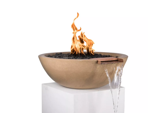 The Outdoor Plus Sedona Concrete Fire & Water Bowl + Free Cover - The Fire Pit Collection