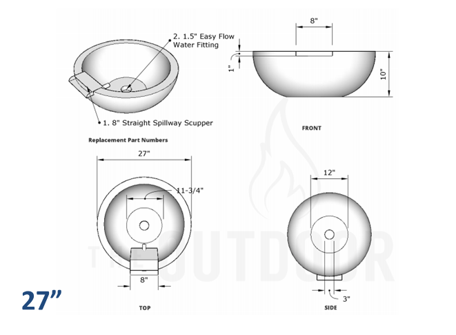 The Outdoor Plus Sedona Concrete Planter Bowl with Water - The Fire Pit Collection