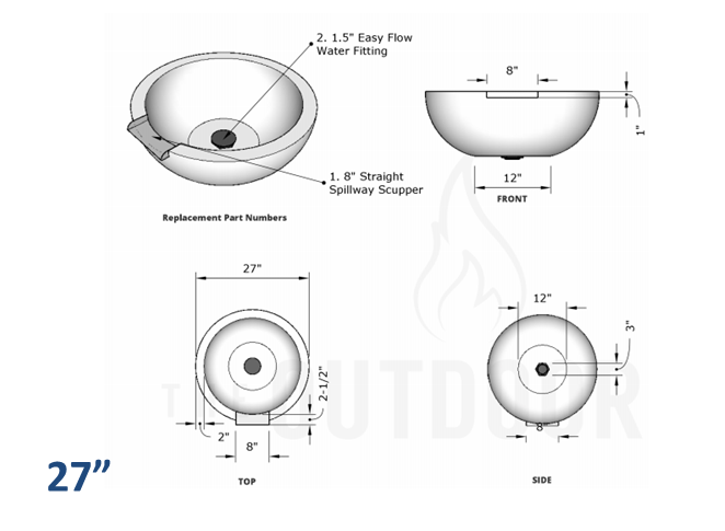 The Outdoor Plus Sedona Concrete Water Bowl + Free Cover - The Fire Pit Collection