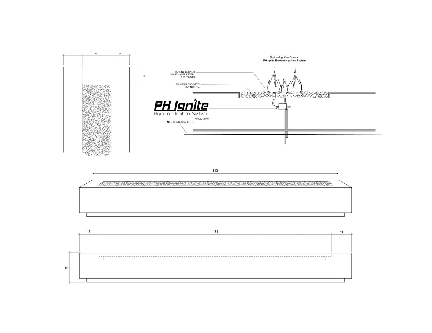 Prism Hardscapes Fire Table Tavola 110 - Free Cover and Windguard