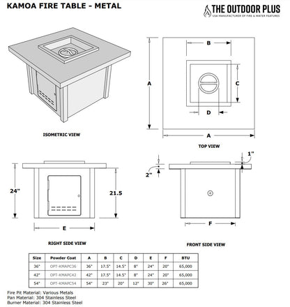 The Outdoor Plus Kamoa Fire Table