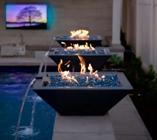 The Outdoor Plus Maya Concrete Fire & Water Bowl  - Free Cover